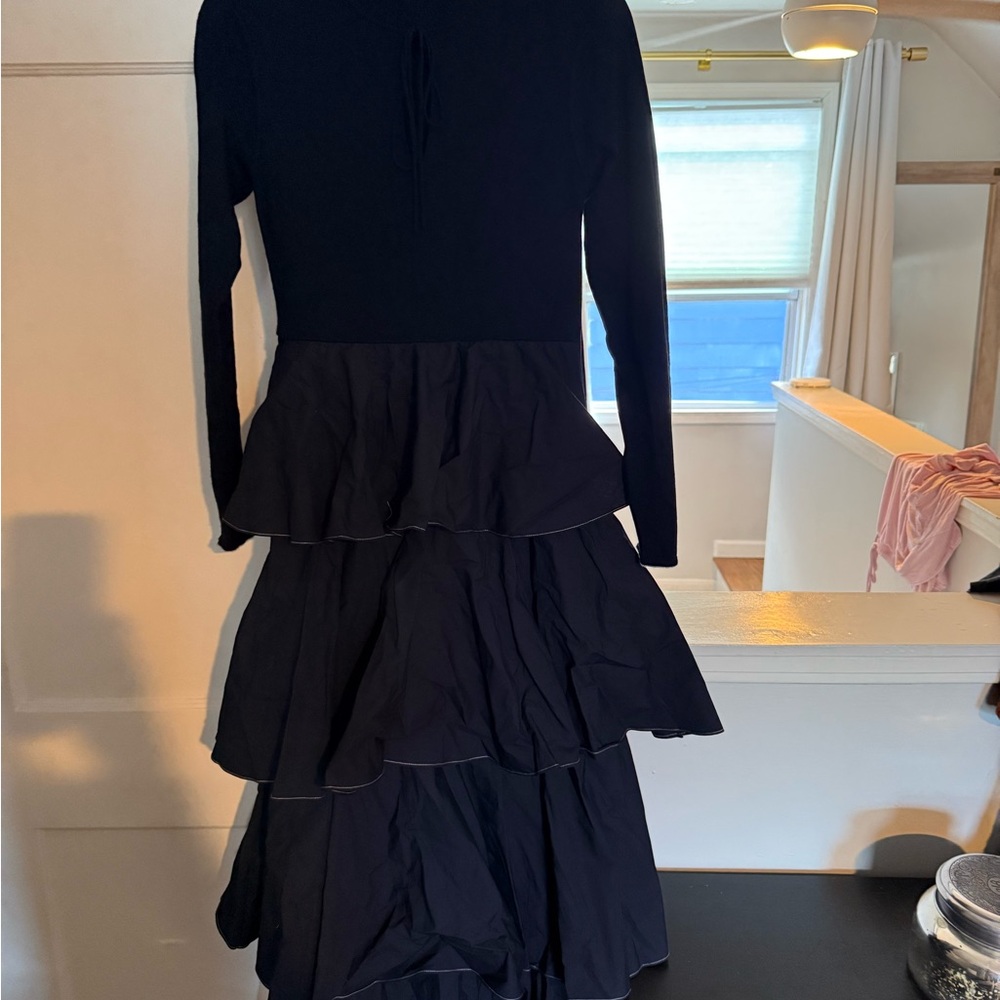 Something Navy .. blue  Long Sleeve Tiered Dress